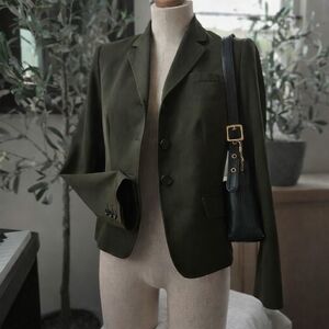 J. Crew 100% Wool Structured Olive Green Blazer Petite Small